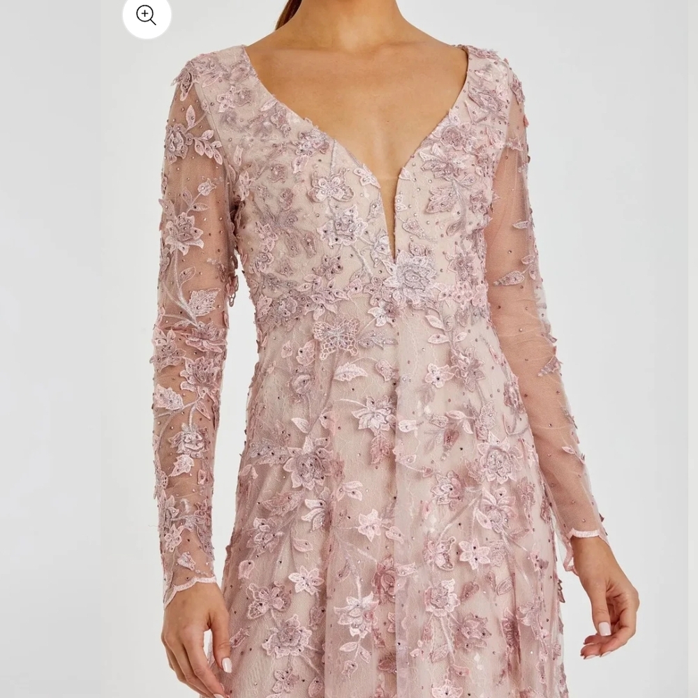 Mac Duggal Blush Floral Embroidered Gown